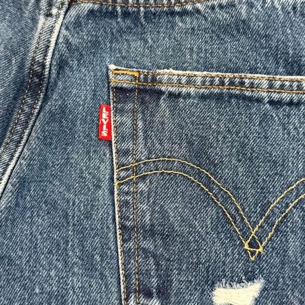 Levi's Premium Big E 501 Button Fly Blue Jean Cut Off Shorts